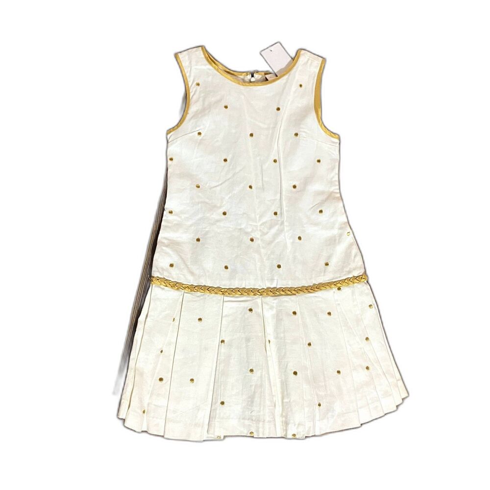 NWT Camilla Gold Polka Dot Linen Blend Dress Size 7
